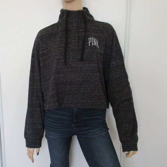 PINK Victorias Secret Crop Top Size Medium Black Pullover - Picture 3 of 11